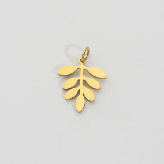 Plain Olive Leaf Branch Charm Stainless Steel PVD Gold Plated Liontin Cabang Daun Hypoallergenic