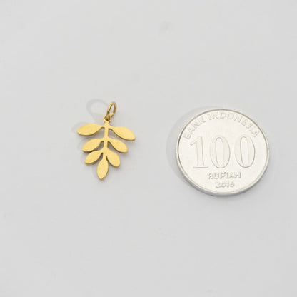Plain Olive Leaf Branch Charm Stainless Steel PVD Gold Plated Liontin Cabang Daun Hypoallergenic