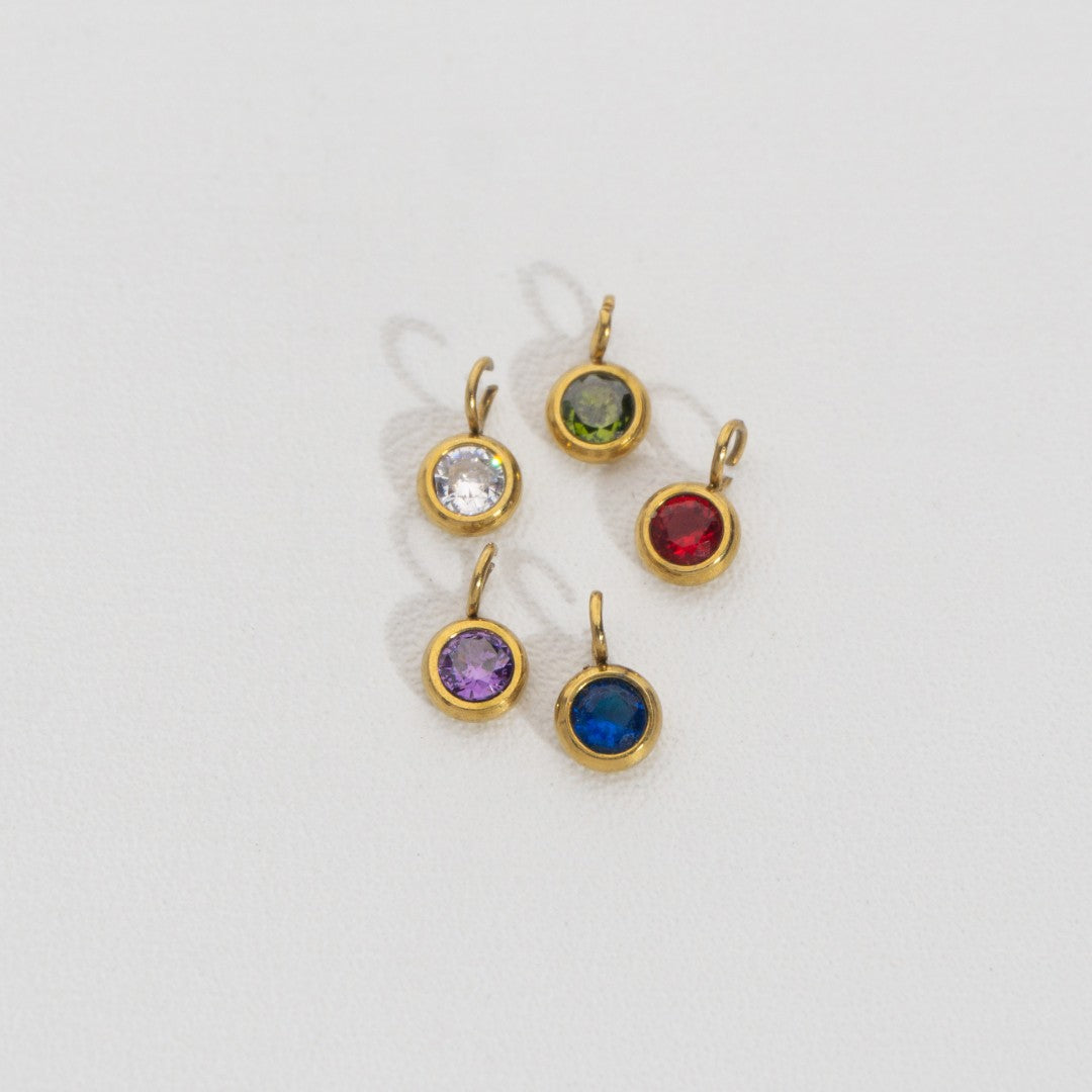 Mini Colorful Round Charm Stainless Steel PVD Gold Plated Liontin Bulat Warna - Warni Hypoallergenic