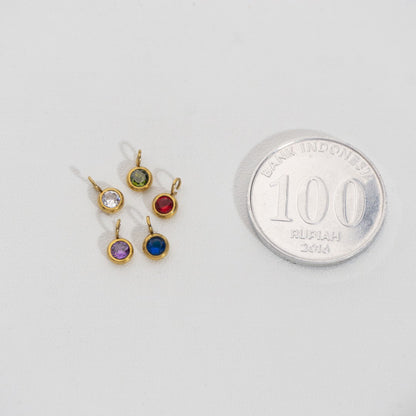 Mini Colorful Round Charm Stainless Steel PVD Gold Plated Liontin Bulat Warna - Warni Hypoallergenic