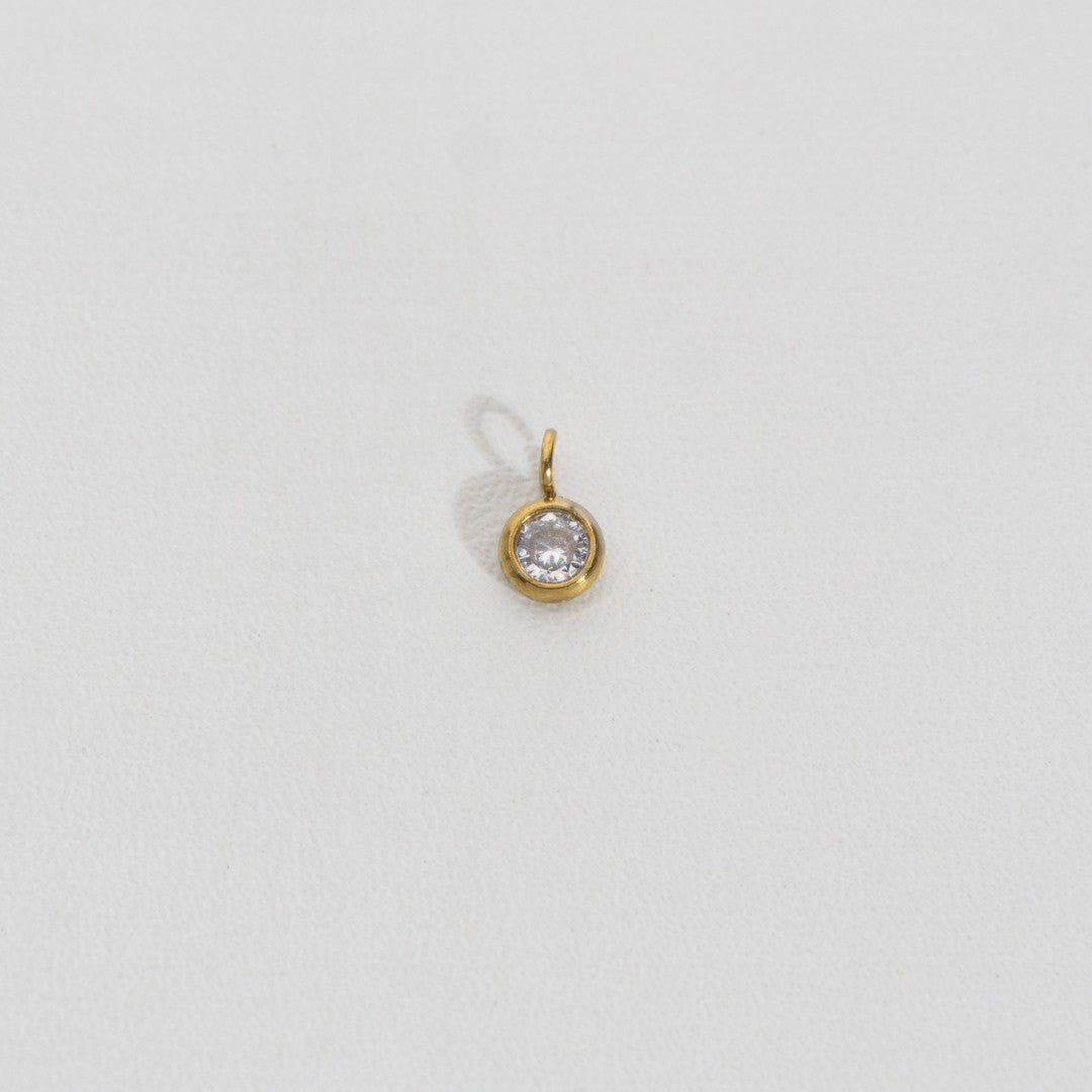 Tiny Sparkling Round Charm Stainless Steel PVD Gold Plated Liontin Bulat Hypoallergenic