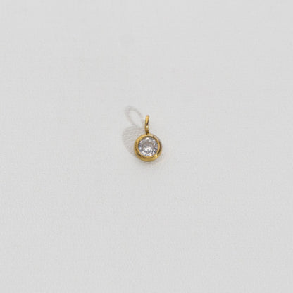 Tiny Sparkling Round Charm Stainless Steel PVD Gold Plated Liontin Bulat Hypoallergenic
