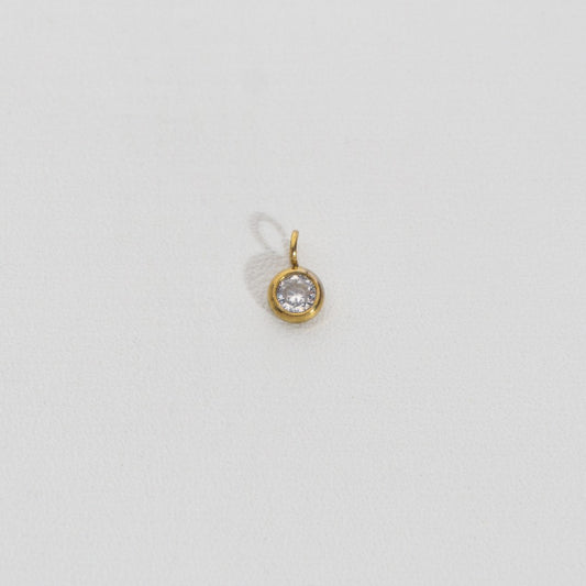 Tiny Sparkling Round Charm Stainless Steel PVD Gold Plated Liontin Bulat Hypoallergenic