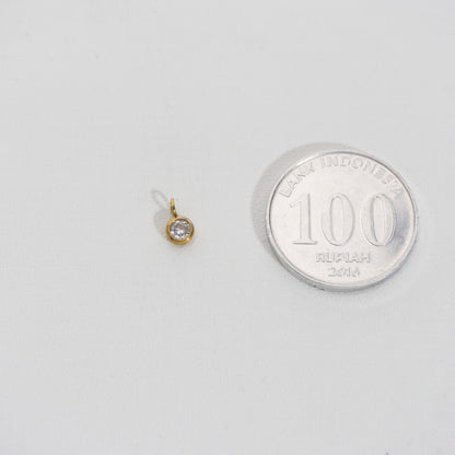 Tiny Sparkling Round Charm Stainless Steel PVD Gold Plated Liontin Bulat Hypoallergenic