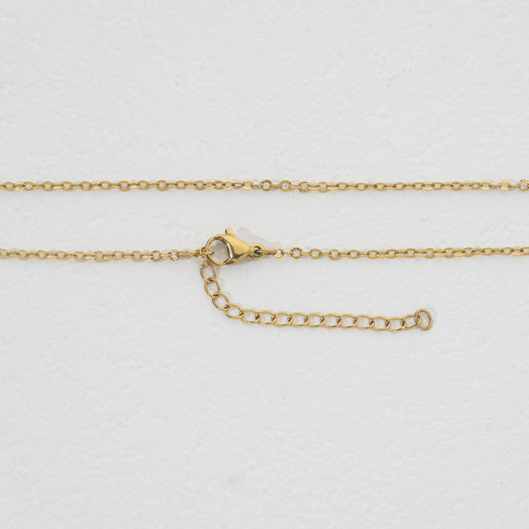 (43+5cm) Dainty Rolo Chain Necklace Stainless Steel PVD Gold Plated Rantai Kalung Hypoallergenic