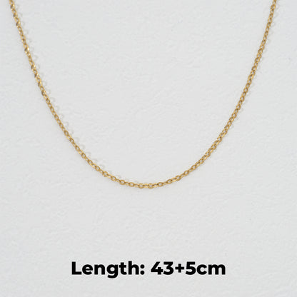 (43+5cm) Dainty Rolo Chain Necklace Stainless Steel PVD Gold Plated Rantai Kalung Hypoallergenic