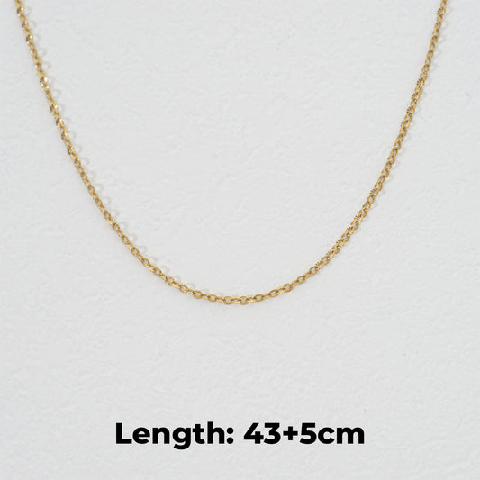 (43+5cm) Dainty Rolo Chain Necklace Stainless Steel PVD Gold Plated Rantai Kalung Hypoallergenic