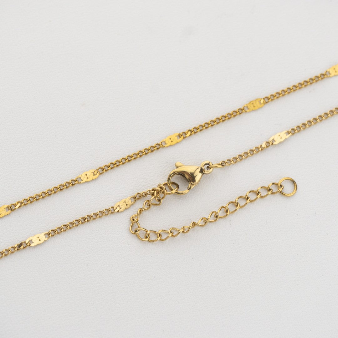 Flat Bar Chain Necklace Stainless Steel PVD Gold Plated Rantai Kalung Pipih Hypoallergenic