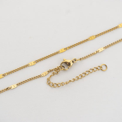 Flat Bar Chain Necklace Stainless Steel PVD Gold Plated Rantai Kalung Pipih Hypoallergenic