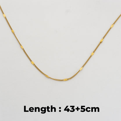 Flat Bar Chain Necklace Stainless Steel PVD Gold Plated Rantai Kalung Pipih Hypoallergenic