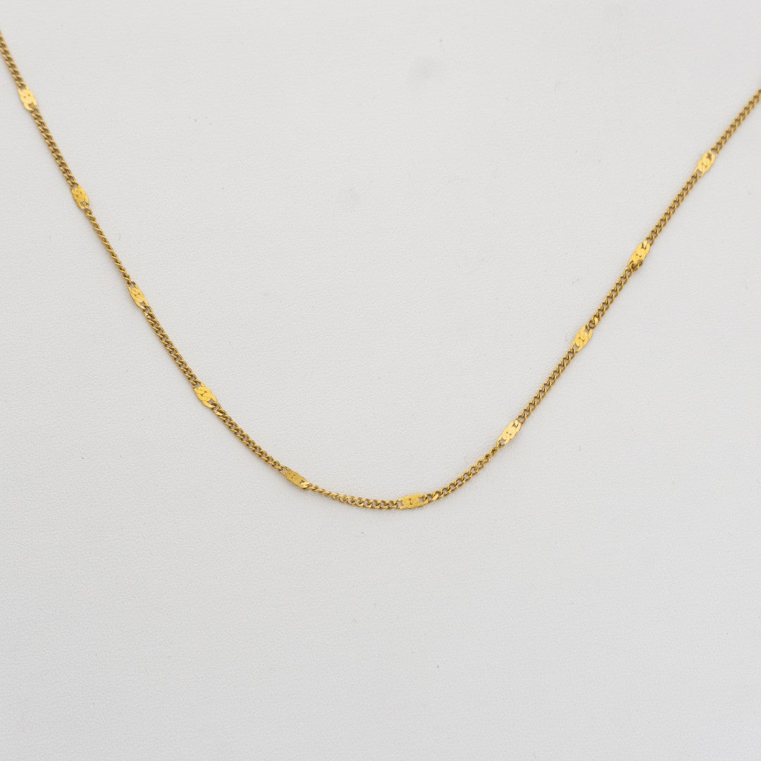 Flat Bar Chain Necklace Stainless Steel PVD Gold Plated Rantai Kalung Pipih Hypoallergenic
