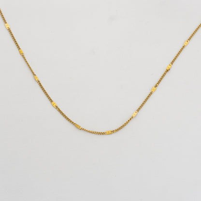 Flat Bar Chain Necklace Stainless Steel PVD Gold Plated Rantai Kalung Pipih Hypoallergenic