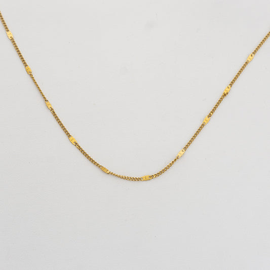 Flat Bar Chain Necklace Stainless Steel PVD Gold Plated Rantai Kalung Pipih Hypoallergenic