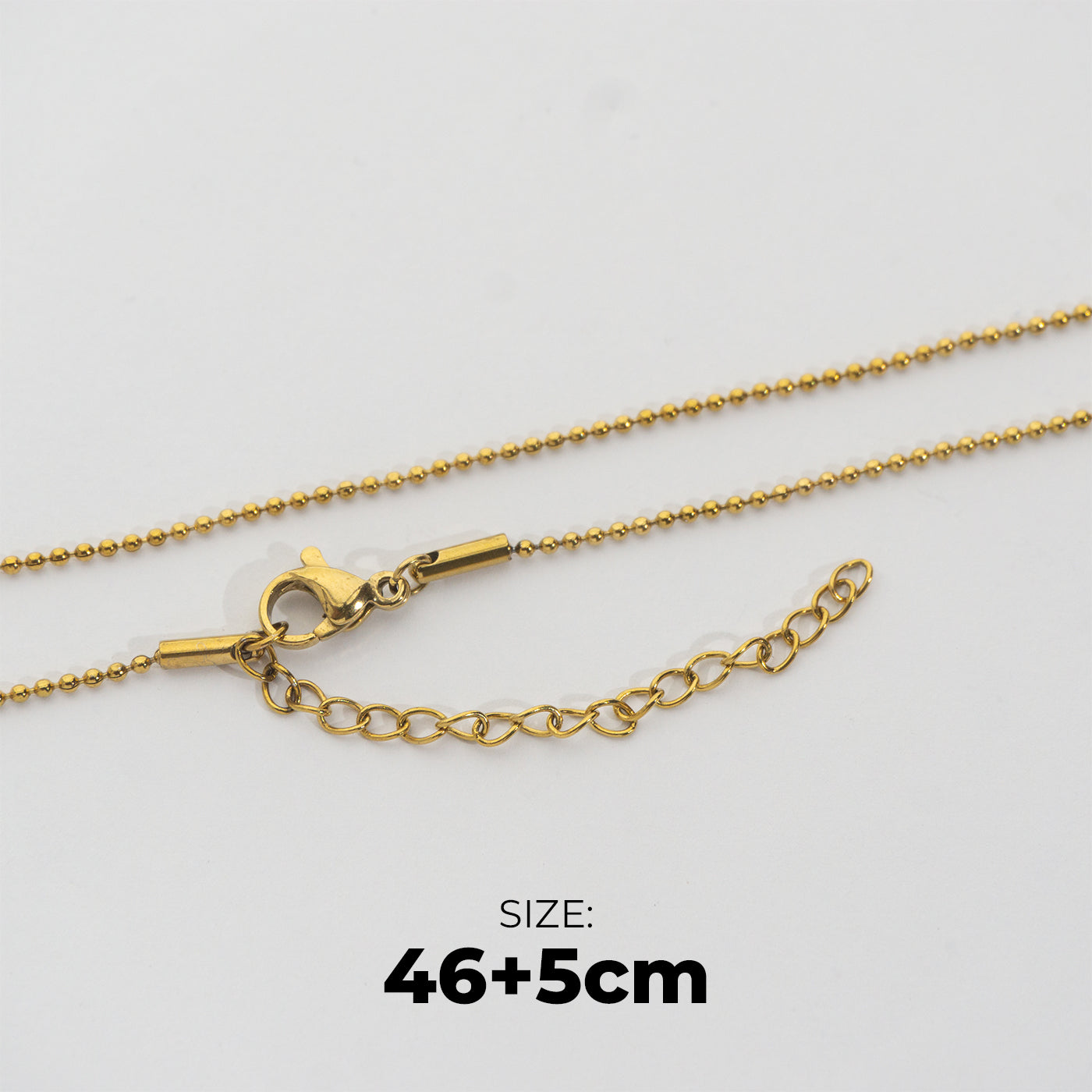 Classic Ball Chain Necklace Stainless Steel PVD Gold Plated Rantai Kalung Bola Hypoallergenic