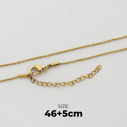 Classic Ball Chain Necklace Stainless Steel PVD Gold Plated Rantai Kalung Bola Hypoallergenic