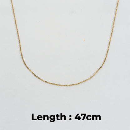 (47cm) Dainty Rolo Chain Necklace Stainless Steel PVD Gold Plated Rantai Kalung Hypoallergenic