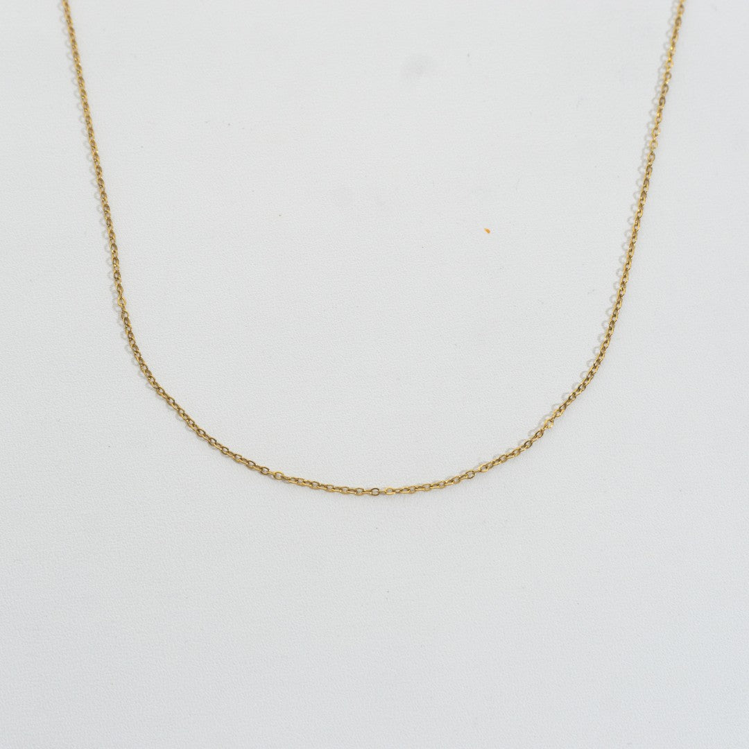 (47cm) Dainty Rolo Chain Necklace Stainless Steel PVD Gold Plated Rantai Kalung Hypoallergenic