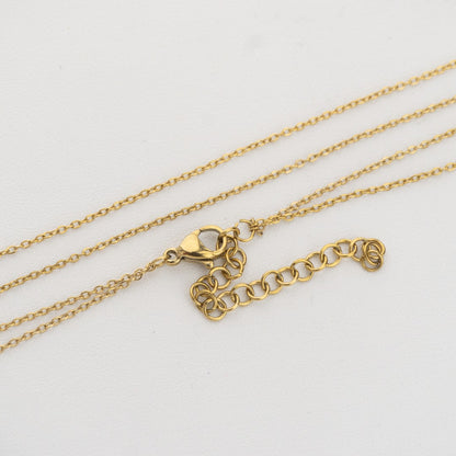 (40+5cm) Double Layer Rolo Chain Necklace Stainless Steel PVD Gold Plated Rantai Kalung Hypoallergenic