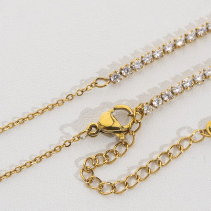 2 Style Tennis Rolo Chain Necklace Stainless Steel PVD Gold Plated Rantai Kalung Tenis Rolo Hypoallergenic