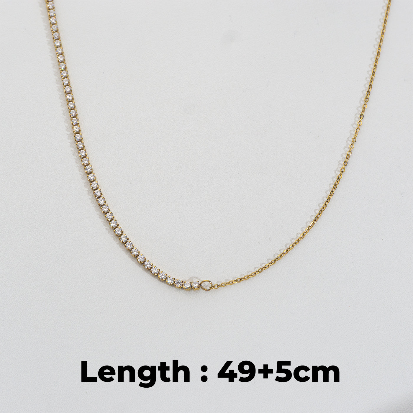 2 Style Tennis Rolo Chain Necklace Stainless Steel PVD Gold Plated Rantai Kalung Tenis Rolo Hypoallergenic