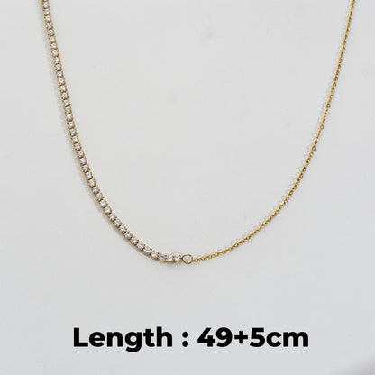 2 Style Tennis Rolo Chain Necklace Stainless Steel PVD Gold Plated Rantai Kalung Tenis Rolo Hypoallergenic