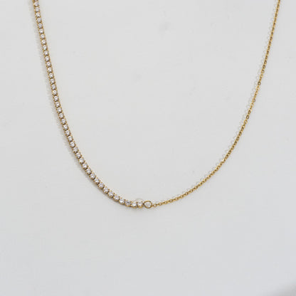 2 Style Tennis Rolo Chain Necklace Stainless Steel PVD Gold Plated Rantai Kalung Tenis Rolo Hypoallergenic