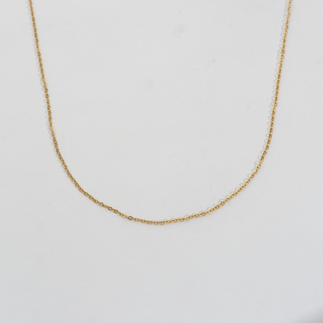 (40cm) Dainty Rolo Chain Necklace Stainless Steel PVD Gold Plated Rantai Kalung Hypoallergenic