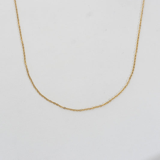 (40cm) Dainty Rolo Chain Necklace Stainless Steel PVD Gold Plated Rantai Kalung Hypoallergenic
