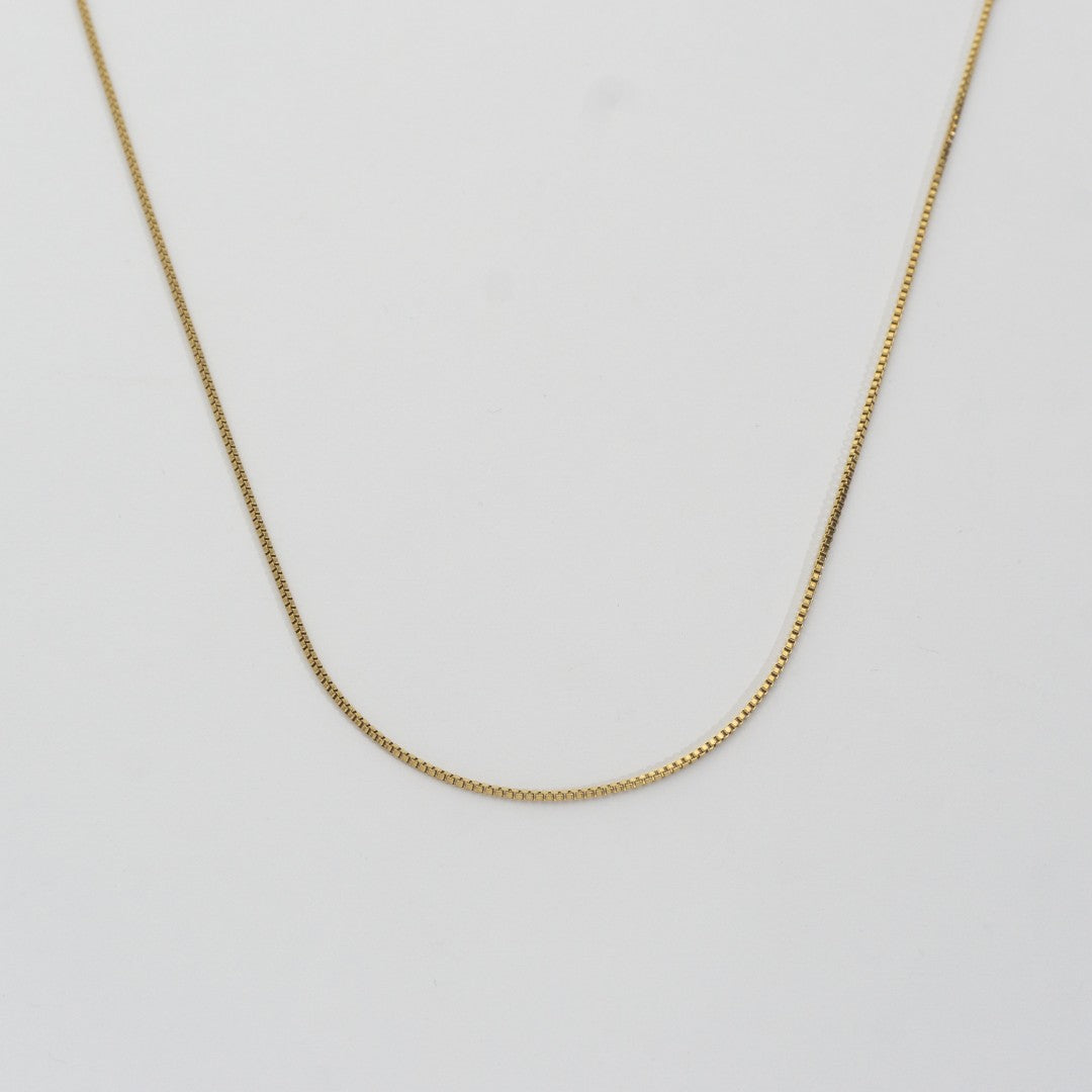 (47+4.5cm) Dainty Box Chain Necklace Stainless Steel PVD Gold Plated Rantai Kalung Itali Kaca Hypoallergenic