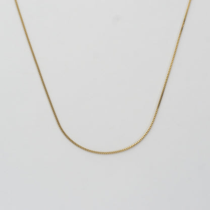 (47+4.5cm) Dainty Box Chain Necklace Stainless Steel PVD Gold Plated Rantai Kalung Itali Kaca Hypoallergenic