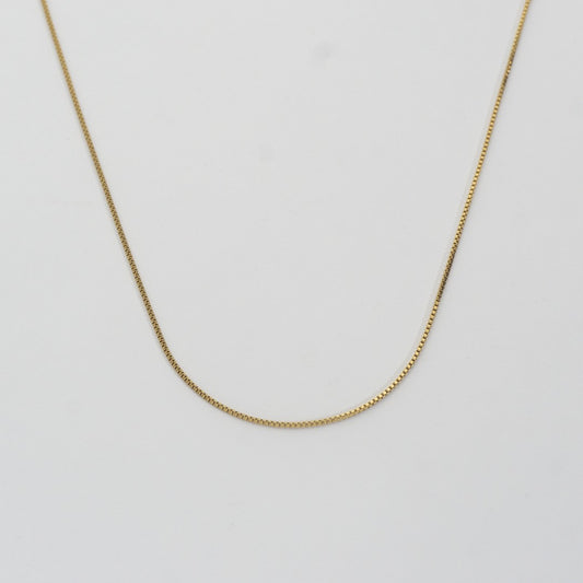 (47+4.5cm) Dainty Box Chain Necklace Stainless Steel PVD Gold Plated Rantai Kalung Itali Kaca Hypoallergenic
