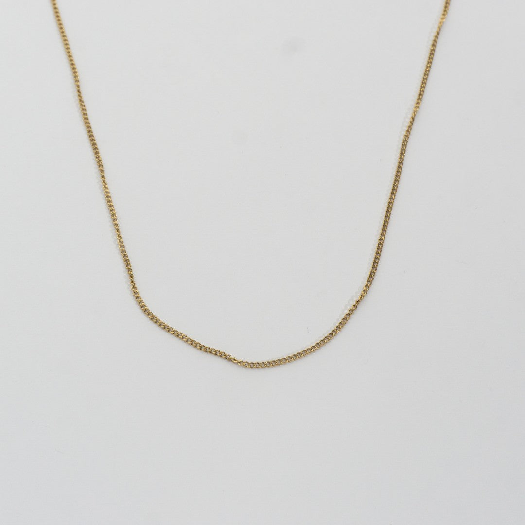 (54+5cm) Minimalist Curb Chain Necklace Stainless Steel PVD Gold Plated Rantai Kalung Pipih Hypoallergenic