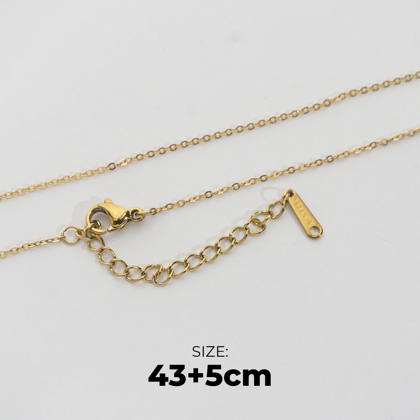 (43+5cm) Dainty Rolo Chain Necklace Stainless Steel PVD Gold Plated Rantai Tipis Hypoallergenic