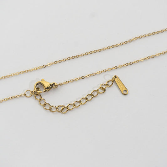(43+5cm) Dainty Rolo Chain Necklace Stainless Steel PVD Gold Plated Rantai Tipis Hypoallergenic