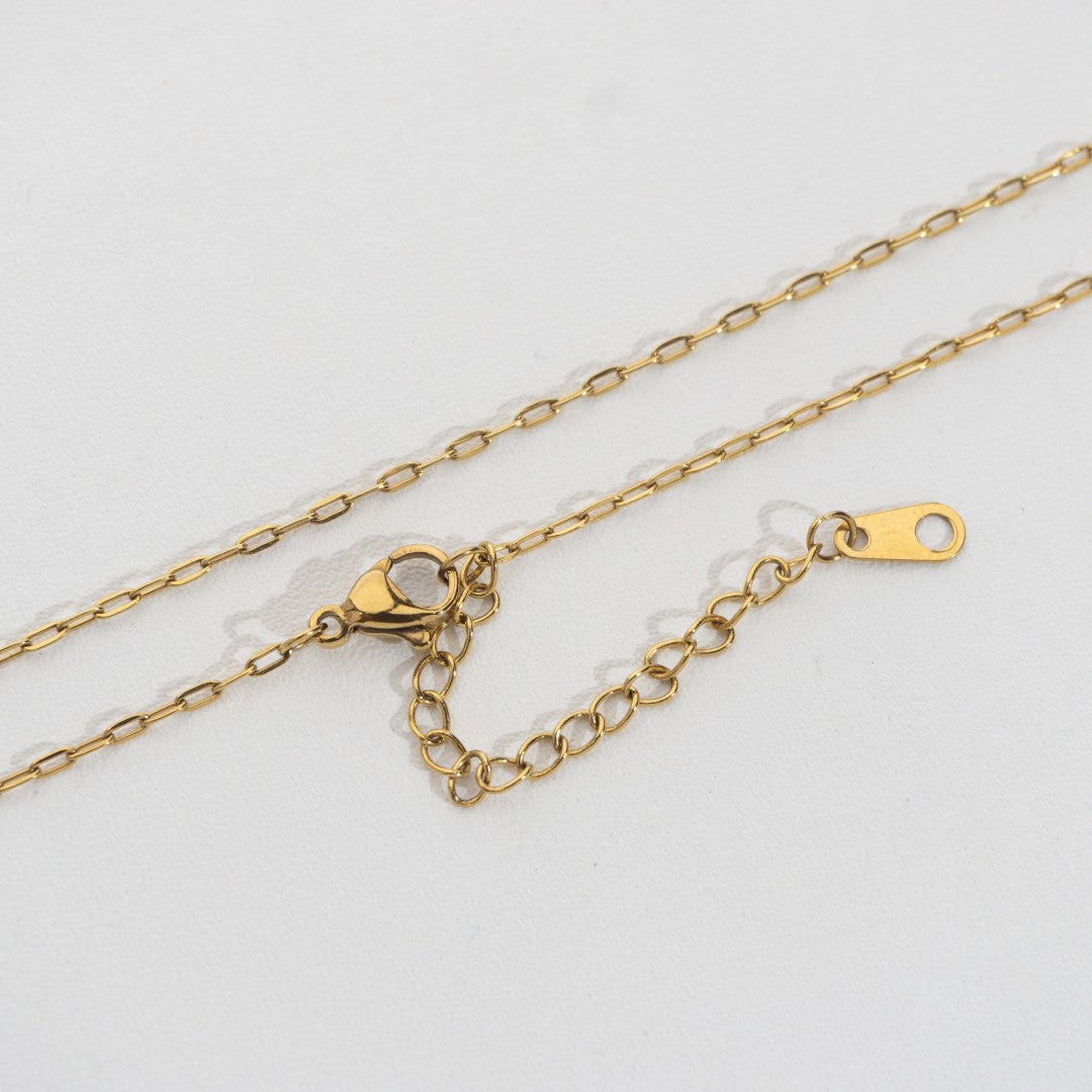 (1.4mm) Mini Oval Paperclip Chain Necklace Stainless Steel PVD Gold Plated Rantai Kalung Oval Hypoallergenic