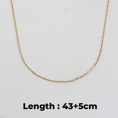 (1.4mm) Mini Oval Paperclip Chain Necklace Stainless Steel PVD Gold Plated Rantai Kalung Oval Hypoallergenic
