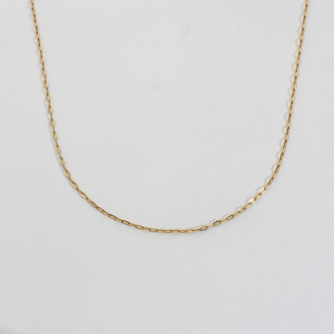 (1.4mm) Mini Oval Paperclip Chain Necklace Stainless Steel PVD Gold Plated Rantai Kalung Oval Hypoallergenic