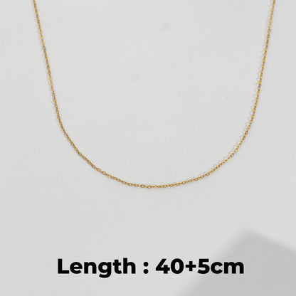 Dainty Rolo Chain Necklace Stainless Steel PVD Gold Plated Rantai Kalung Hypoallergenic