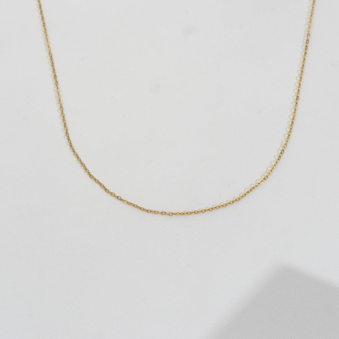 Dainty Rolo Chain Necklace Stainless Steel PVD Gold Plated Rantai Kalung Hypoallergenic