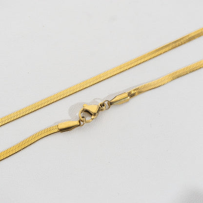 Gold Snake Chain Necklace Stainless Steel PVD Gold Plated Rantai Kalung Ular Pipih Hypoallergenic