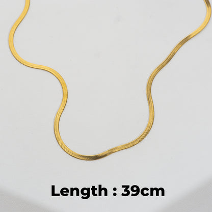 Gold Snake Chain Necklace Stainless Steel PVD Gold Plated Rantai Kalung Ular Pipih Hypoallergenic