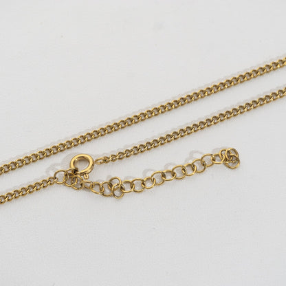(2.2mm) Minimalist Curb Chain Necklace Stainless Steel PVD Gold Plated Rantai Pipih Kalung Hypoallergenic