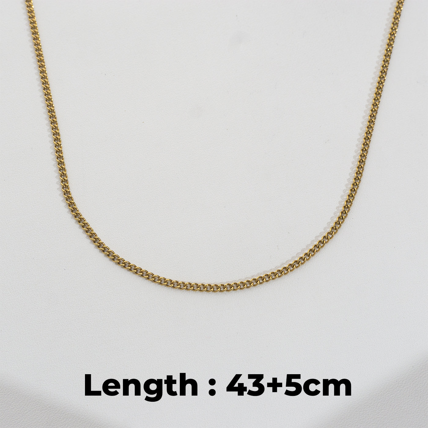 (2.2mm) Minimalist Curb Chain Necklace Stainless Steel PVD Gold Plated Rantai Pipih Kalung Hypoallergenic