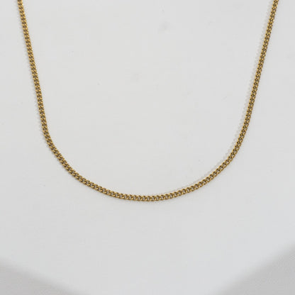 (2.2mm) Minimalist Curb Chain Necklace Stainless Steel PVD Gold Plated Rantai Pipih Kalung Hypoallergenic