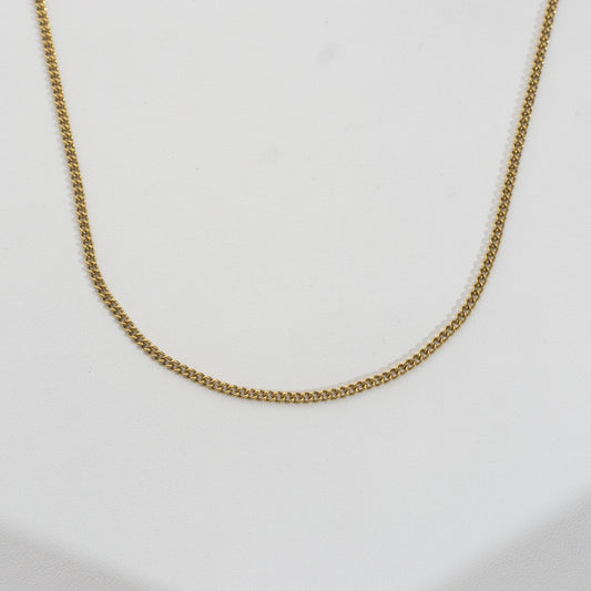 (2.2mm) Minimalist Curb Chain Necklace Stainless Steel PVD Gold Plated Rantai Pipih Kalung Hypoallergenic
