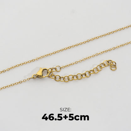 (46+5cm) Dainty Rolo Chain Necklace Stainless Steel PVD Gold Plated Rantai Kalung Tipis Hypoallergenic
