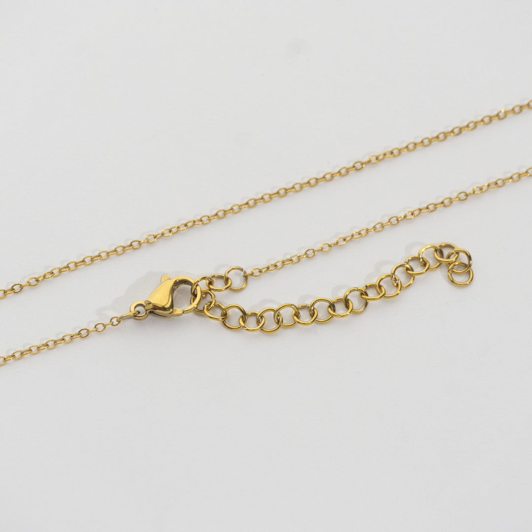 (46+5cm) Dainty Rolo Chain Necklace Stainless Steel PVD Gold Plated Rantai Kalung Tipis Hypoallergenic