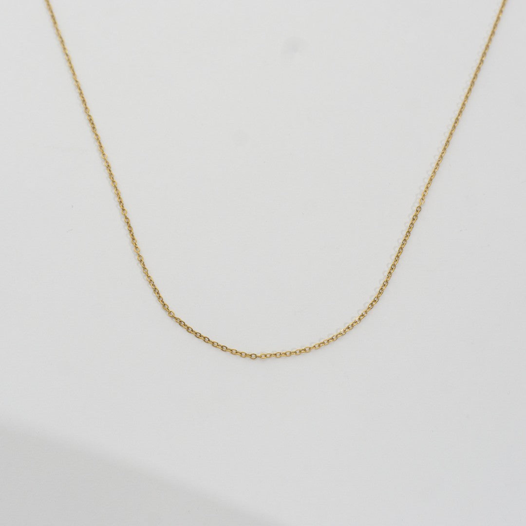 (46+5cm) Dainty Rolo Chain Necklace Stainless Steel PVD Gold Plated Rantai Kalung Tipis Hypoallergenic
