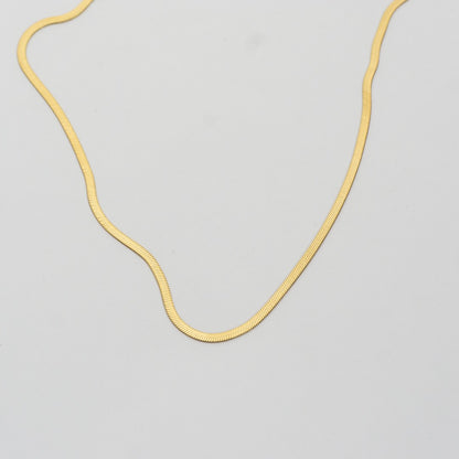 Sleek Snake Flat Chain Necklace Stainless Steel PVD Gold Plated Rantai Kalung Ular Pipih Hypoallergenic