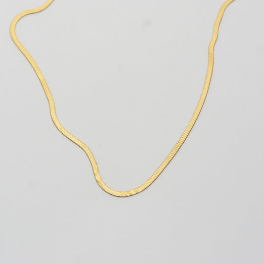 Sleek Snake Flat Chain Necklace Stainless Steel PVD Gold Plated Rantai Kalung Ular Pipih Hypoallergenic